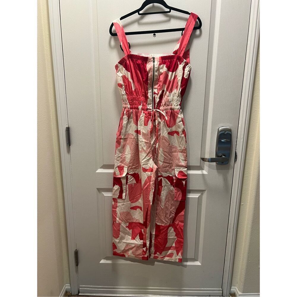 Ceibon Multiple pink abstract jumpsuit with cargo pockets. Size S - Picture 2 of 7